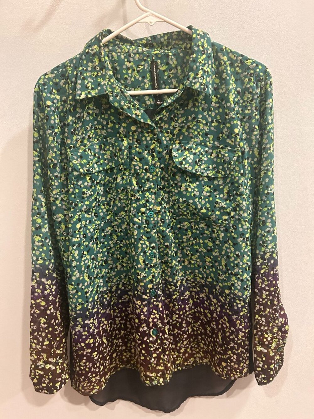 Green and purple print blouse W118 by Walter Baker - Small